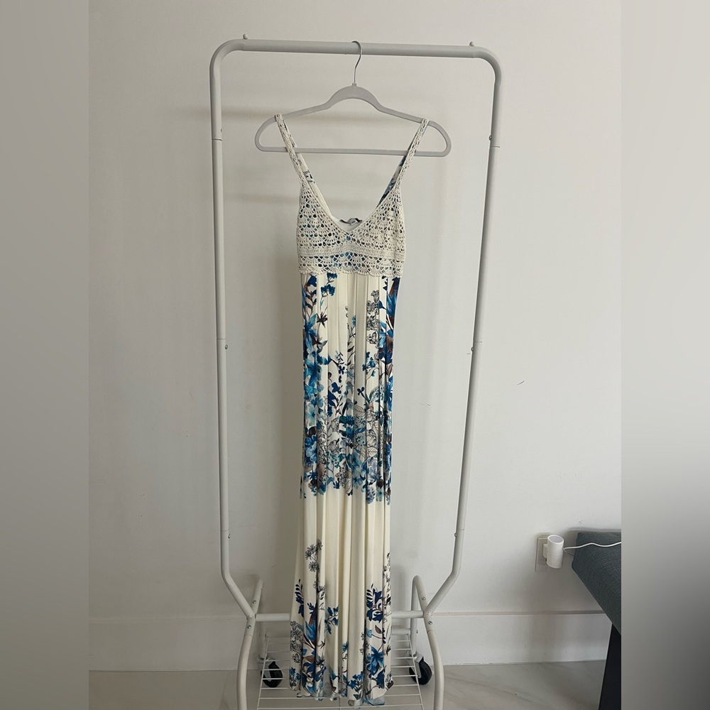 Sky Crochet Top with Blue Accents